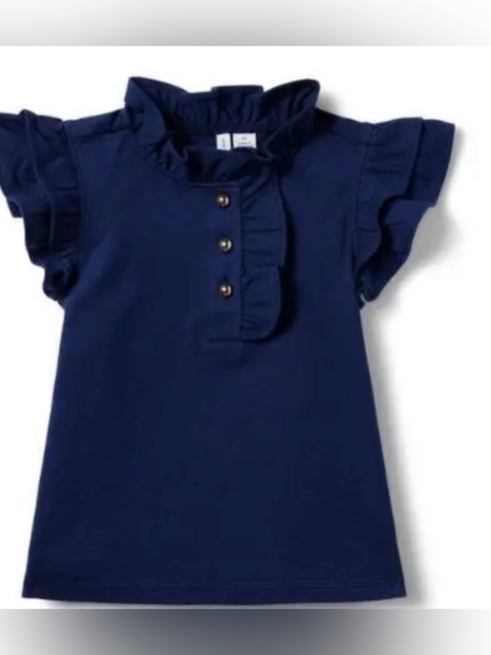 Janie and Jack Navy Ruffle Sleeve Polo Top
